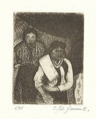 Etching - Two Indian Women - 2"x 1": click to enlarge