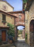***Italy -  Print -  Tuscan Courtyard - canvas  40x30 with custom wood frame $1890 
